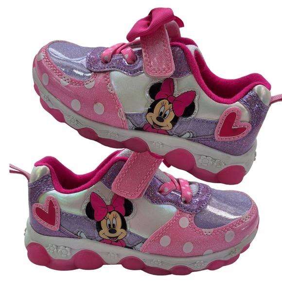 Minnie shoes for girls sneakers with LED light without laces Pink Size 10 (18cm) - Picture 1 of 16
